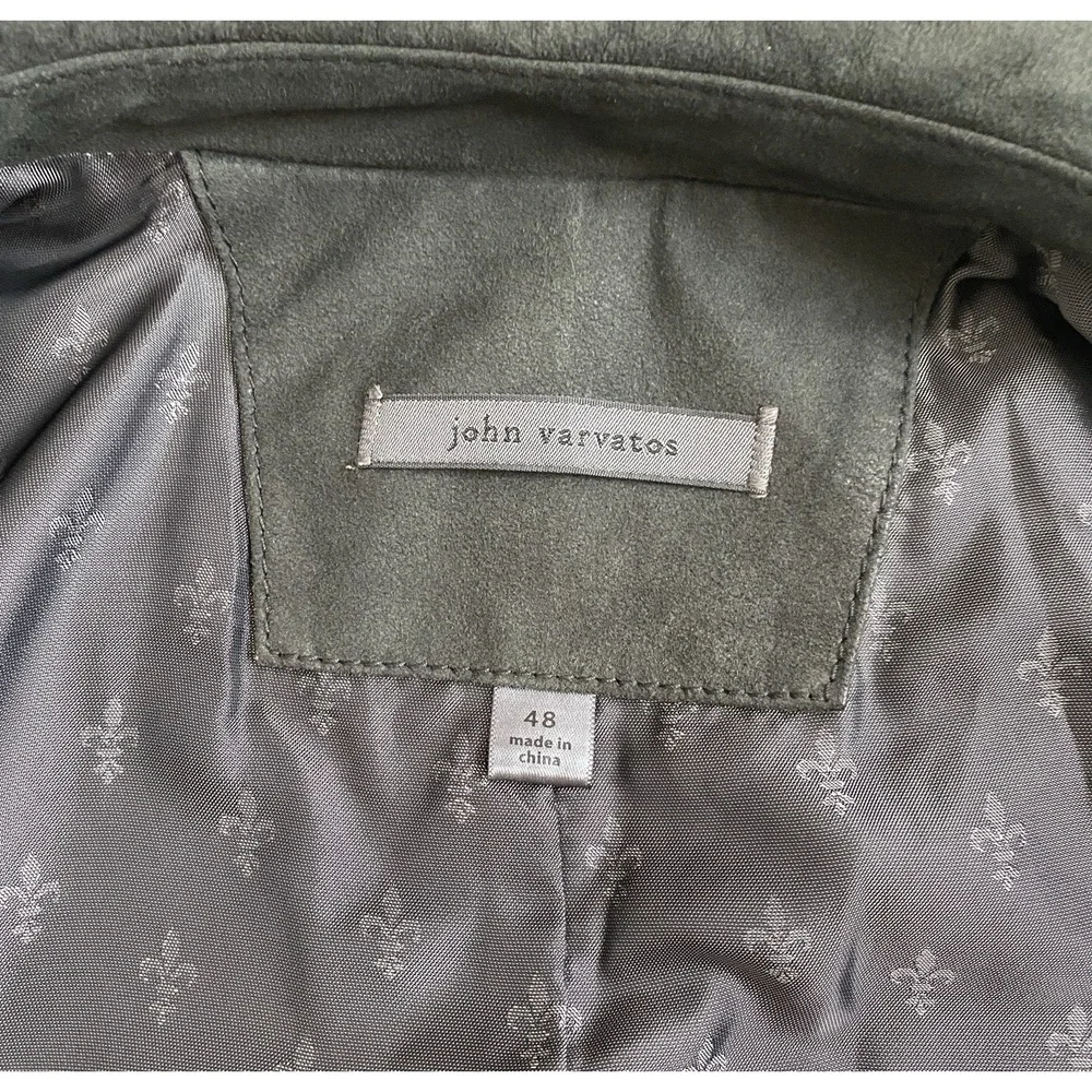 John Varvatos Cutaway Goat Suede Sport Jacket Coat Charcoal Gray Men's‎ Size 48